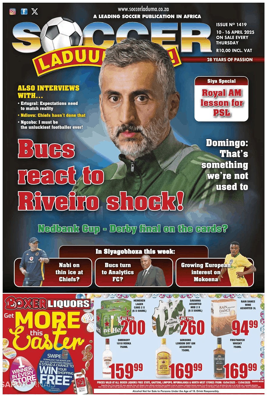 Capa do Jornal Soccer Laduma